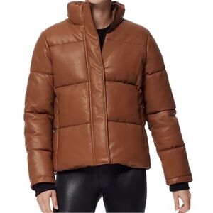 Marc New York Faux Leather Brown Puffer Jacket XS